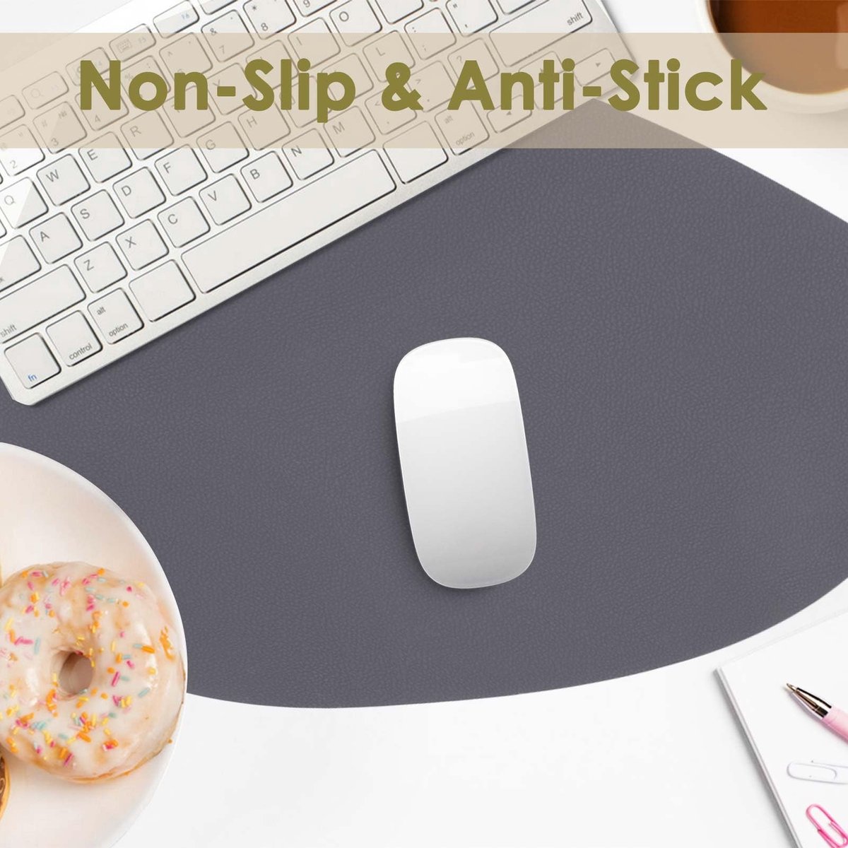 SolidKeus - Set van 6 Waterdichte Faux Leder Placemats met Coasters
