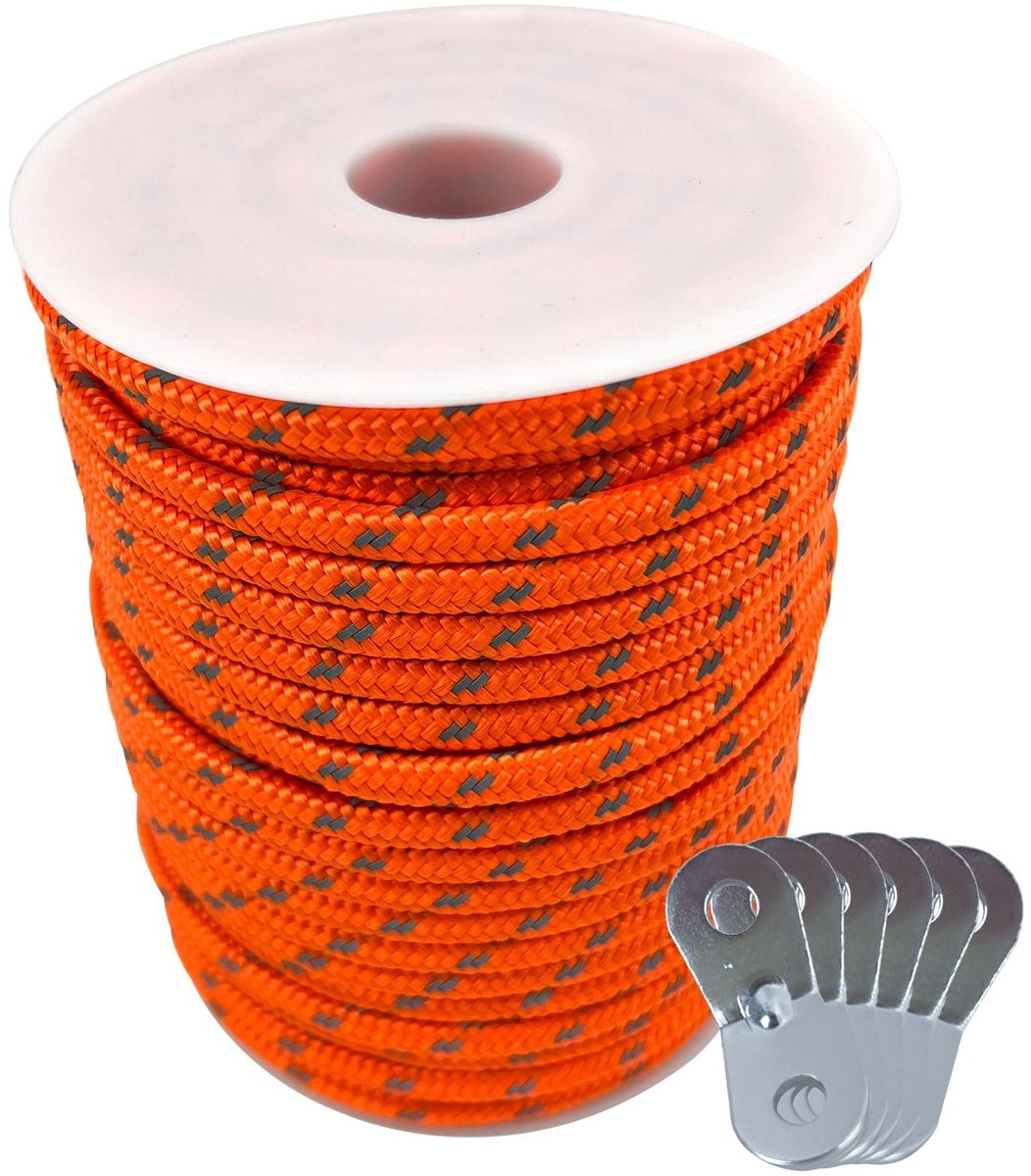 SolidKeus - 30 Meter Nylon Reflecterende Tenttouwen met Tensioners