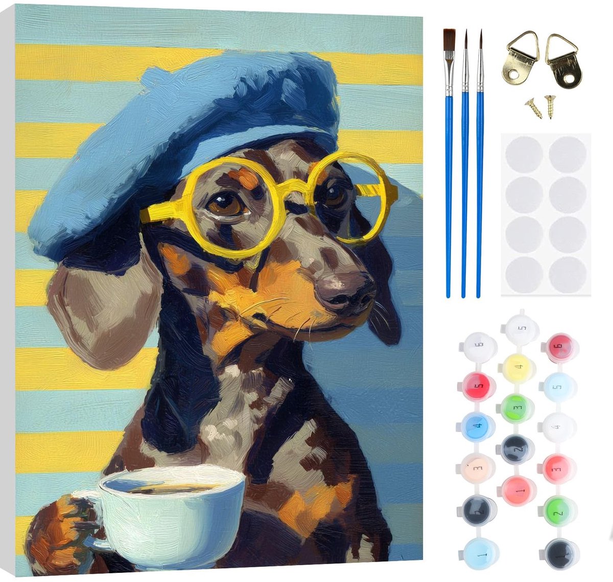 Omgoods - Puppy Schilderen op Nummer Set voor Volwassenen en Kinderen 20x20cm