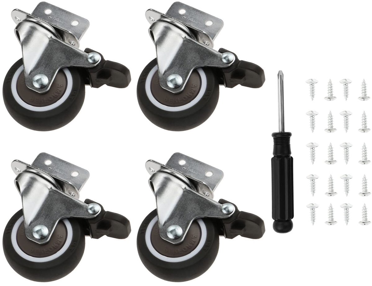 SolidKeus - 4 Stuks Meubelwielen met Rem 50mm voor Zware Furnituren