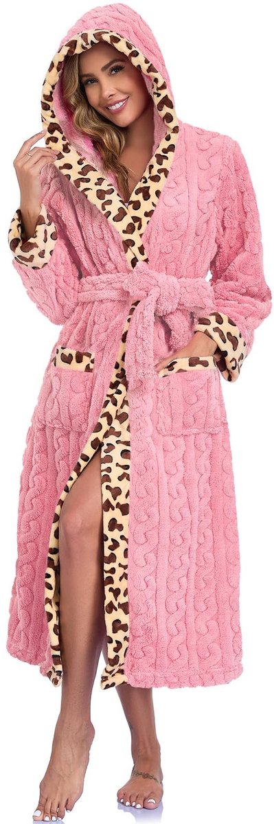 Omgoods - Zachte Fluffy Fleece Badjas met Luipaardprint