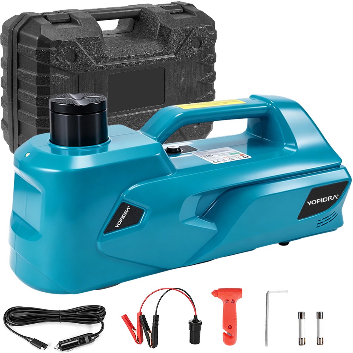 Yofidra Elektrische Krik - Multifunctioneel Autokrik - 5 Ton Hydraulische - Hefbereik 36-53cm - voor SUV, Caravan & Elektrische Auto