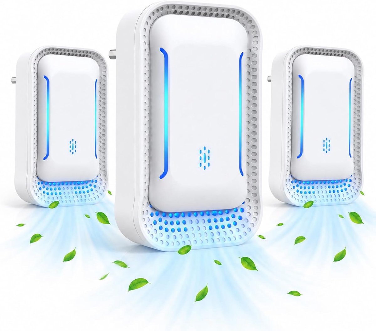 3 stuks plug-in luchtreiniger met negatieve ionen, ionisator voor stopcontact, reinigt rook, huisdiergeuren en onaangename geuren voor kamer, badkamer en kantoor