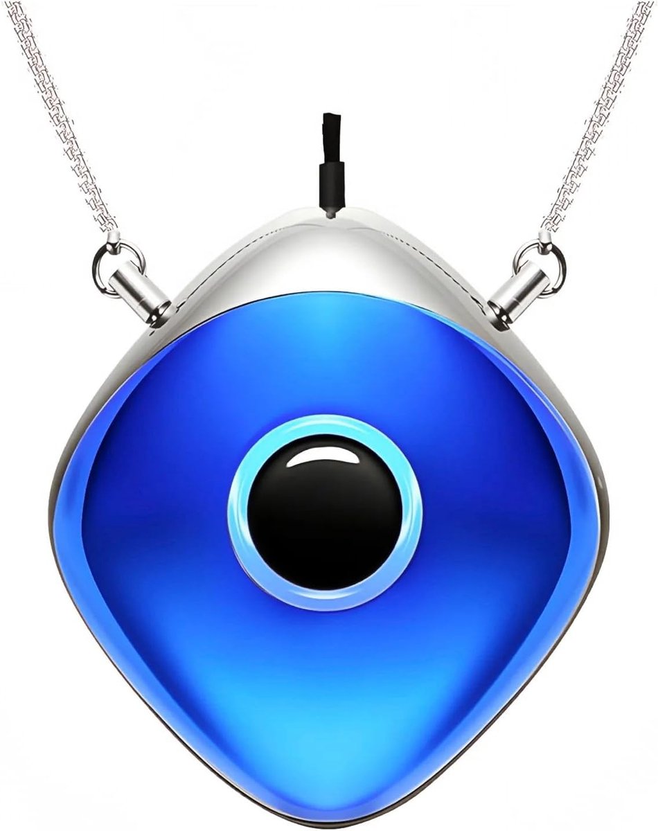 Zwarte ketting luchtreiniger met 502M negatieve ionen/cm³, 18 uur looptijd, filterloos onderhoudsvrij tegen stof stuifmeel rook（blauw）