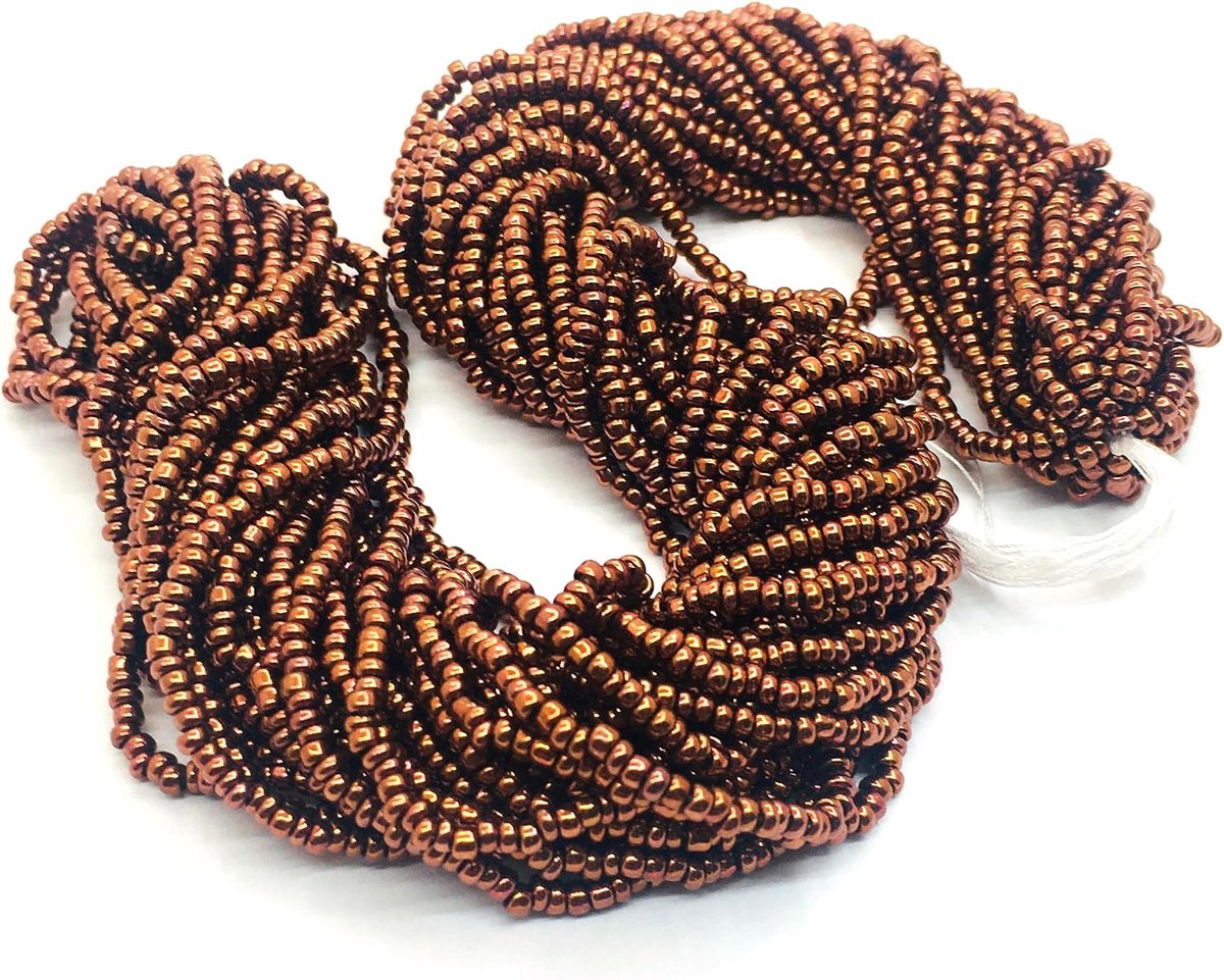 Kralen Indiaanse zaadkralen ponykralen Preciosa Ornela Tsjechische 2mm 9000 stuks CZ 11/0 op meerdere strengen (koper metallic)