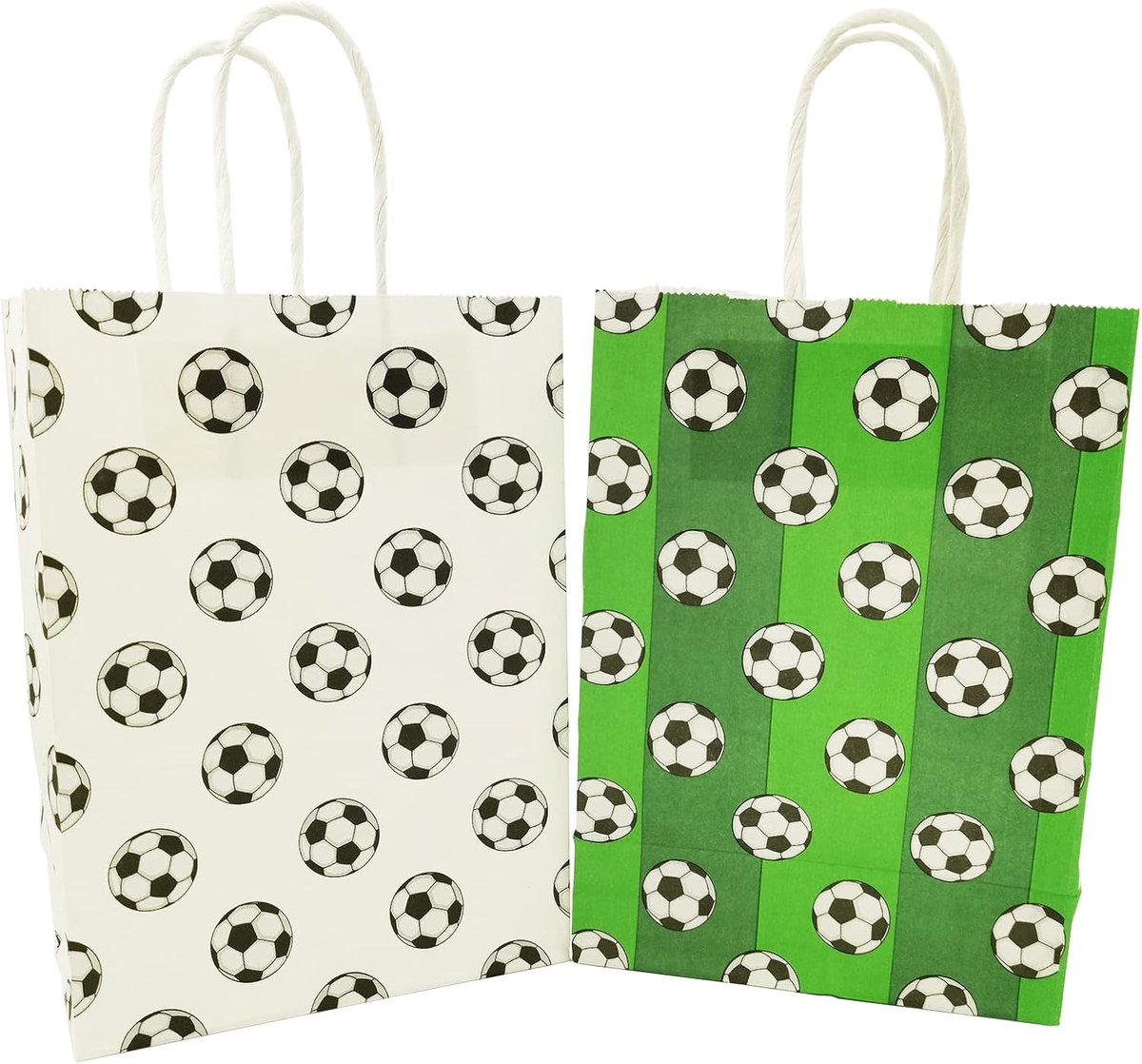 30 Stuks Voetbal Geschenken Tassen Feesttassen 21x15x8cm,Voetbalpatroon Cadeauzakje Bulk Papieren Geschenkzakjes Feestartikelen voor Voetbal Themafeest, Geschenken