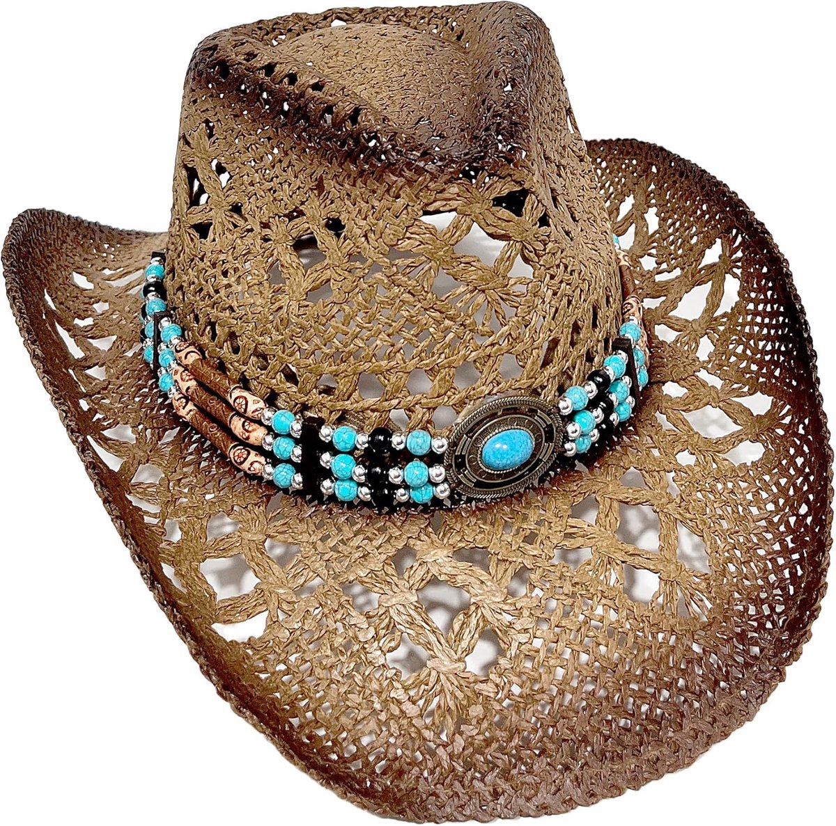 Cowboyhoed, strohoed, Panama, met westernband, uniseks, eenheidsmaat, dames, heren, zomer, Coachella, strand, country-stijl, Braziliaans, boho, koloniale stijl, raffia, naturel