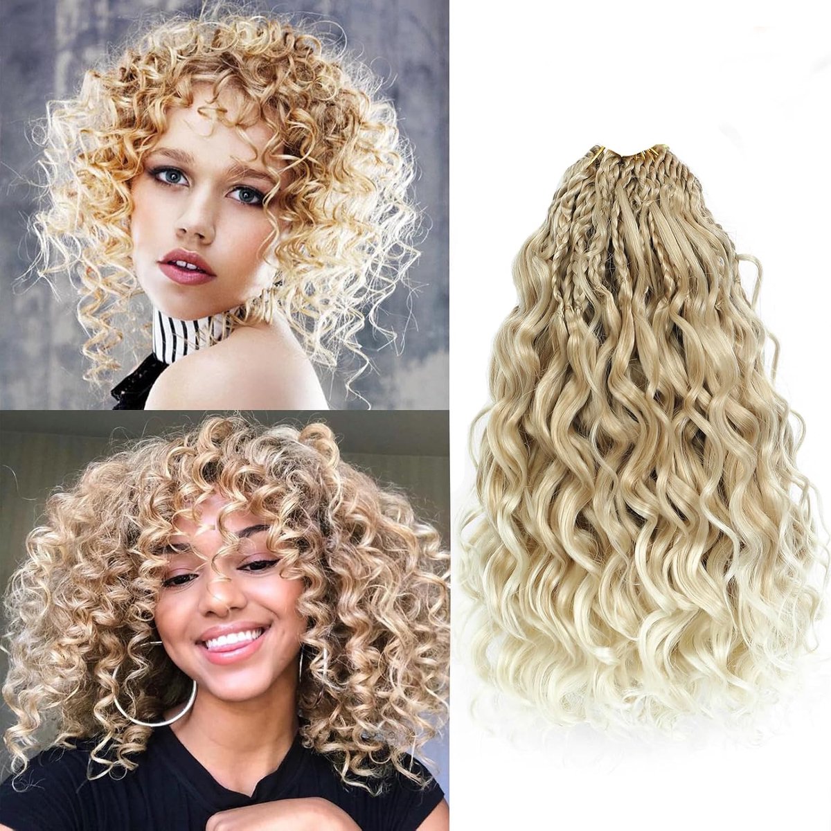 Voorgeluste Ocean Wave haakhaar 8 verpakkingen boho krullend haakhaar korte oceaanvlechten voorgedraaide synthetische diepe golvende gehaakte vlechten voor vrouwen (T27/613#, 25 cm)