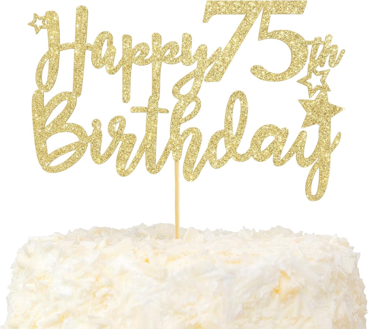 Happy 75e Verjaardagstaart Topper Hallo 75 en Fantastisch Taartdecoratie Goud Glitter Proost op 75 Jaar Feestdecoratie