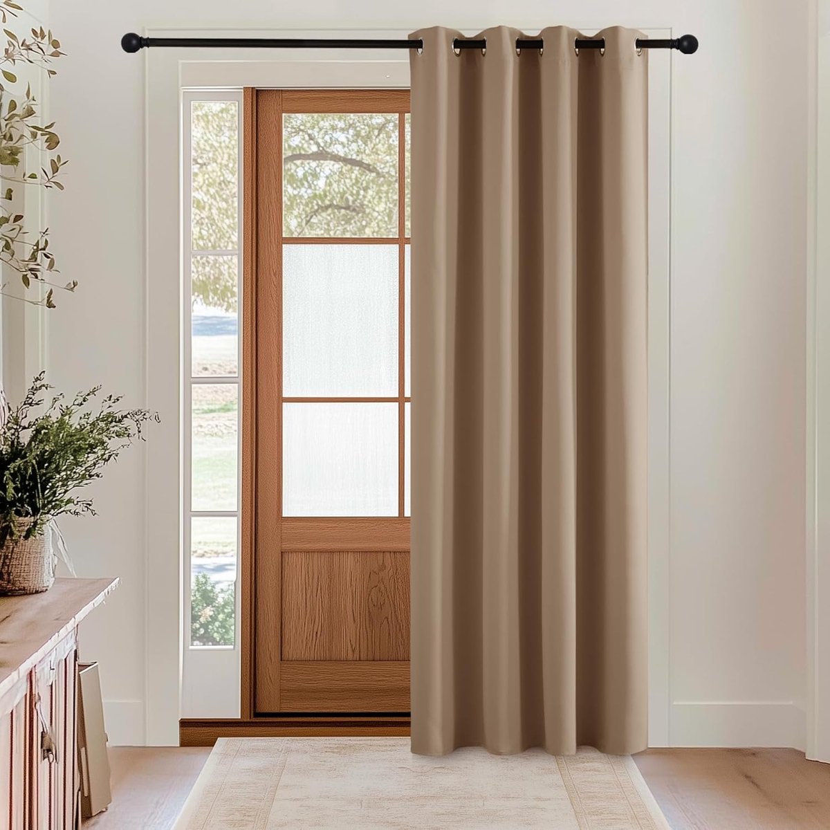 Warmte-isolerende Verduisteringsgordijnen, Gordijnen voor Woonkamer en Slaapkamer met Ringen, Modern Design,140B x 230H cm (1 Panelen),Cappuccino