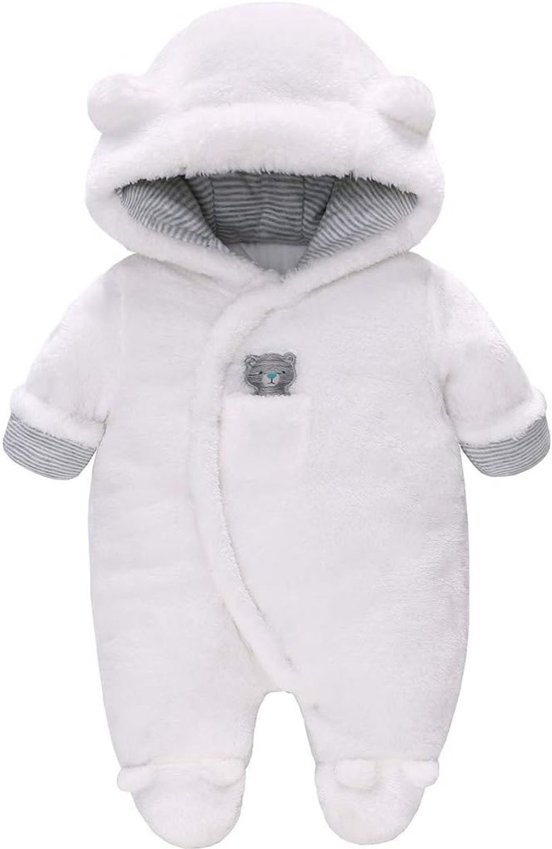 Pasgeboren Baby Hooded Fleece Footed Romper Snowsuit Baby Jumpsuit Outfits