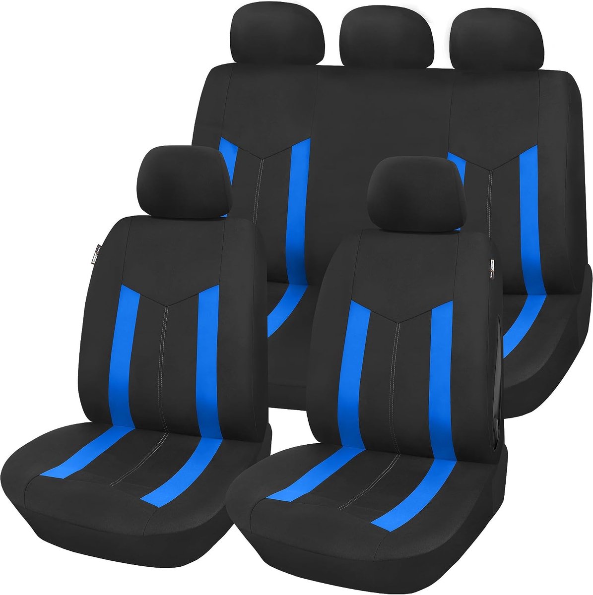 Auto-Stoelhoezen Set Universeel Zwart Blauw | Autostoel Hoezen met Deelbare Achterbank | Auto Accessoires Interieur
