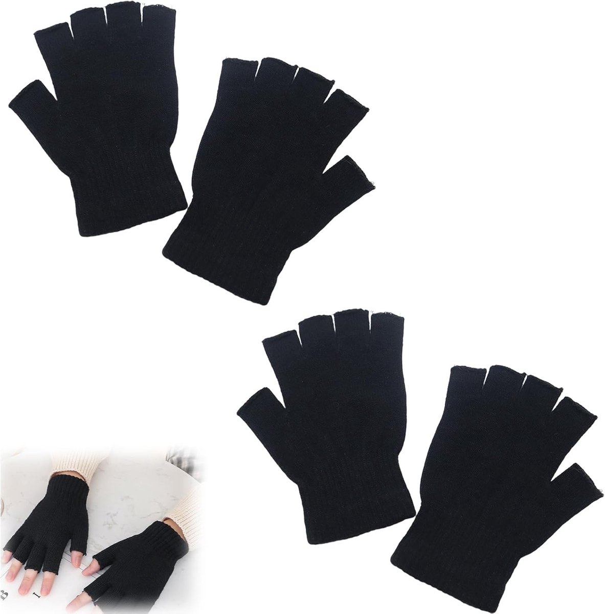 Handschoenen, uniseks, voor herfst en winter, vingerloze wanten, universele maat, vingerloze handschoenen, gebreide handschoenen voor