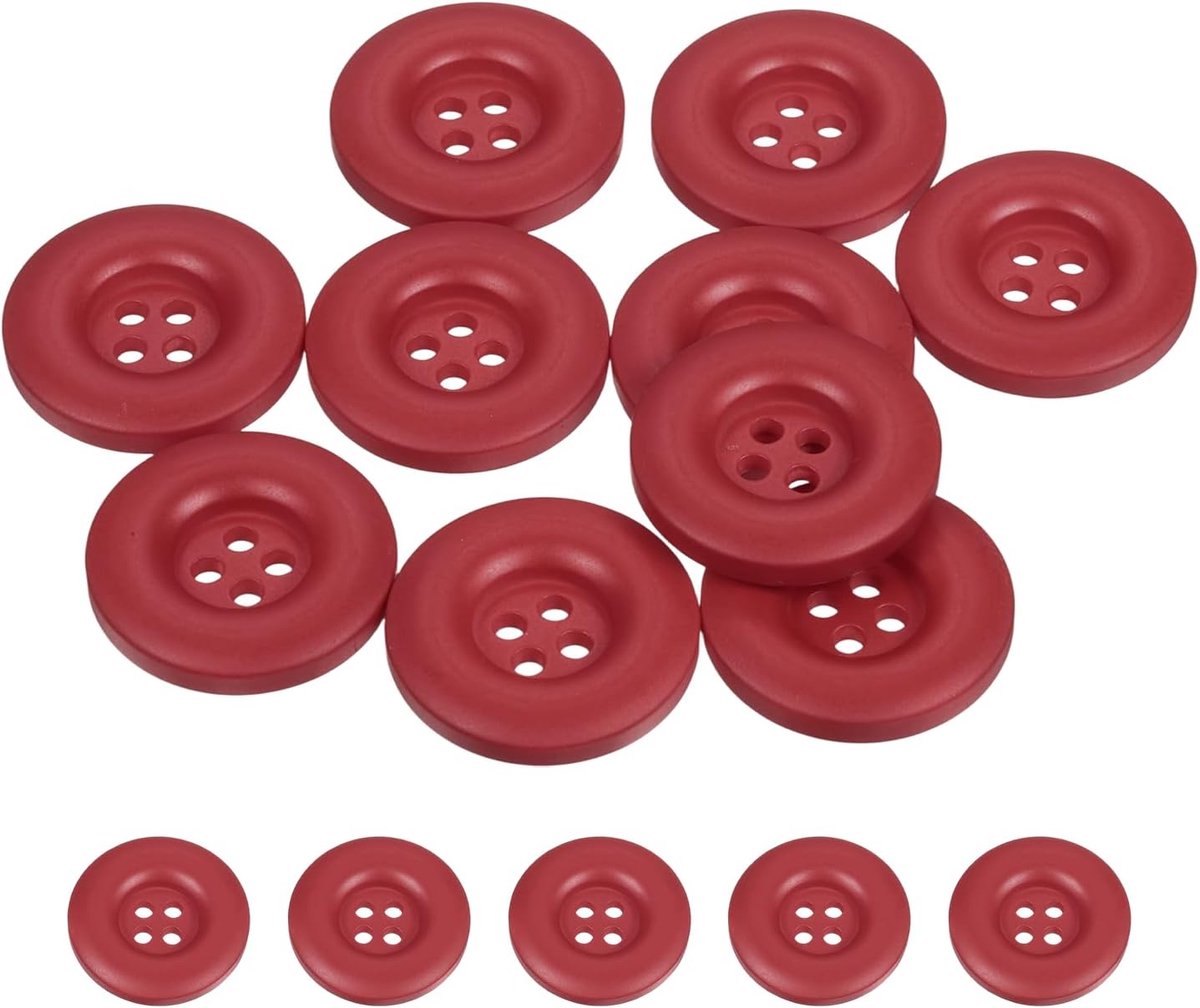 Knopen 23 mm (7/8 inch) 4 gaten hars versterkt ronde knop vervanging voor kleding doe-het-zelf handwerk decoratie, helder rood
