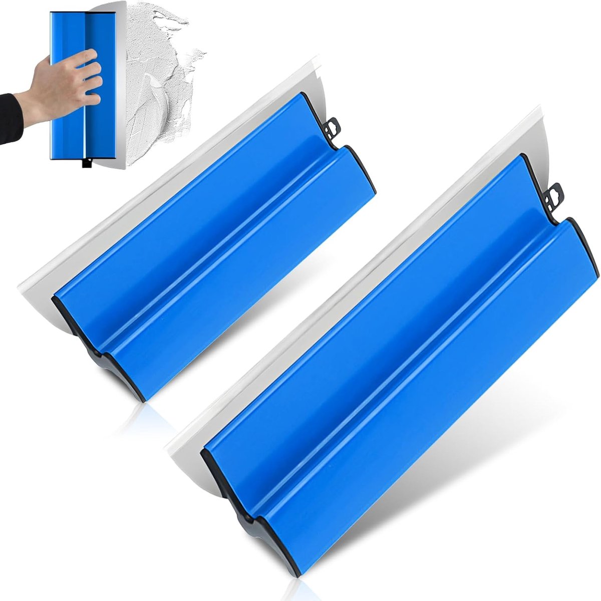 Spatels, 2 stuks vlakspatels, 25 cm + 40 cm spatel, gereedschap met ergonomische Z-greep en verwisselbare roestvrijstalen blad, roestvrijstalen lemmet voor gipsplaten, behang en meer