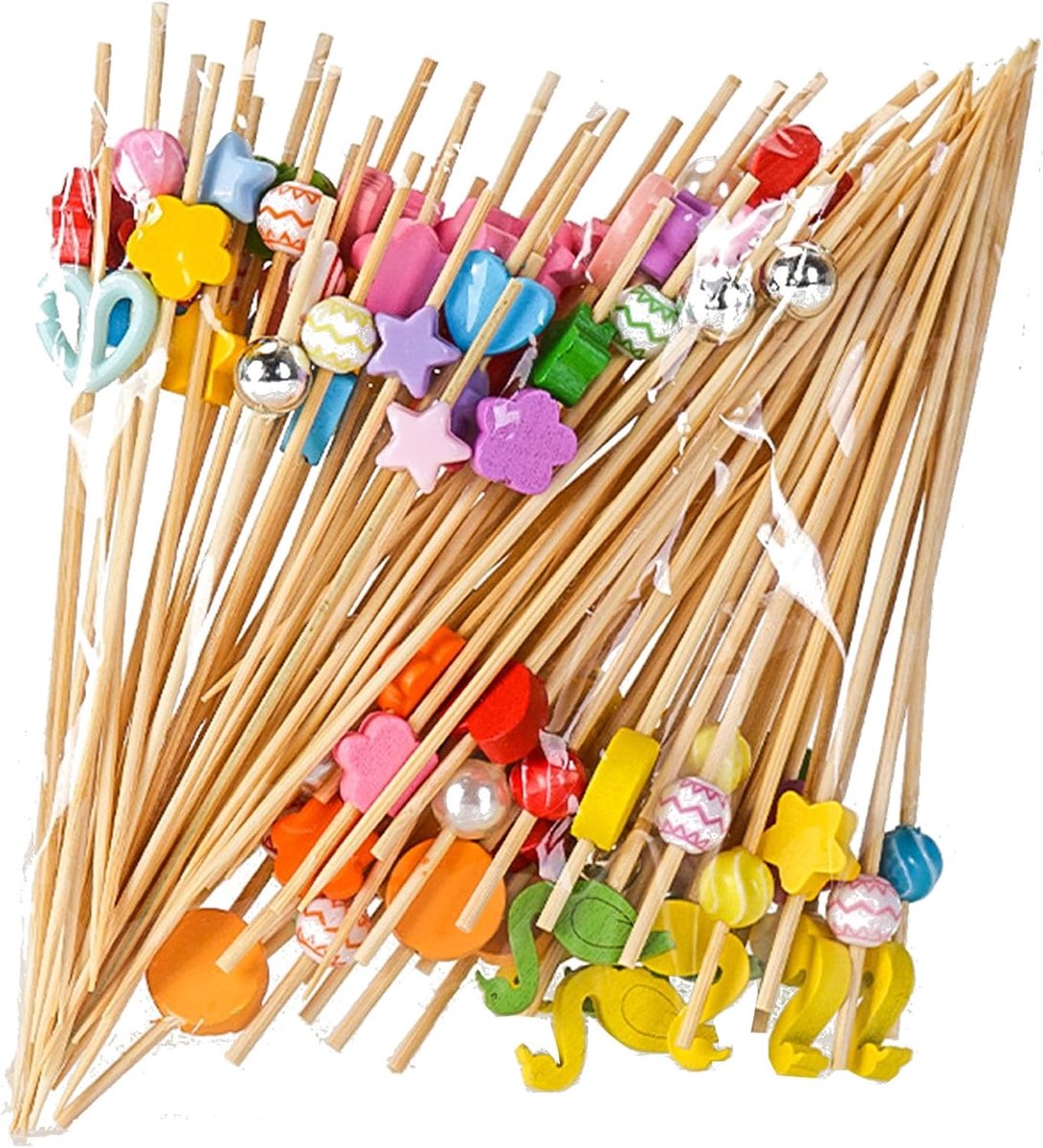 Cocktailspiesen, 200 stuks, 12 cm, decoratieve spiesen voor voorgerechten, bamboespiesen voor cocktailvruchten, geschikt voor de decoratie van levensmiddelen en dranken