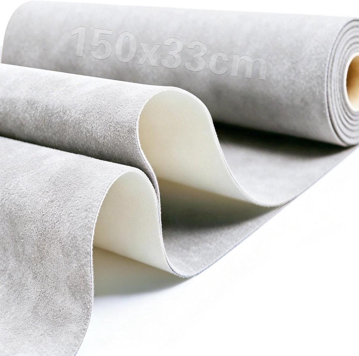 Suède, kunstleer, 150 x 33 cm, kunstleer, wolkengrijs, per meter, voor doe-het-zelfprojecten, naaien, knutselen, portemonnees, handtassen, oorbellen, sleutelhangers, bekleding