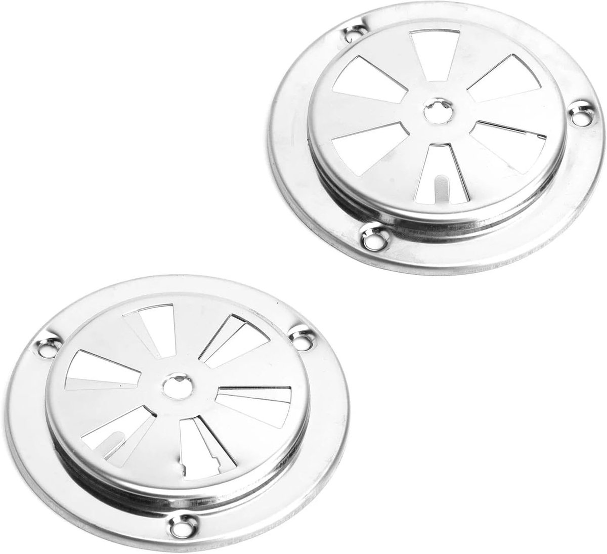 2 stuks roestvrij stalen ronde ventilatieroosters, zilveren ronde ventilator, afsluitbaar, ventilatierooster, grill, ventilatieplaat, kieuwventilator voor gasoven, vuurton, grillparty, hut