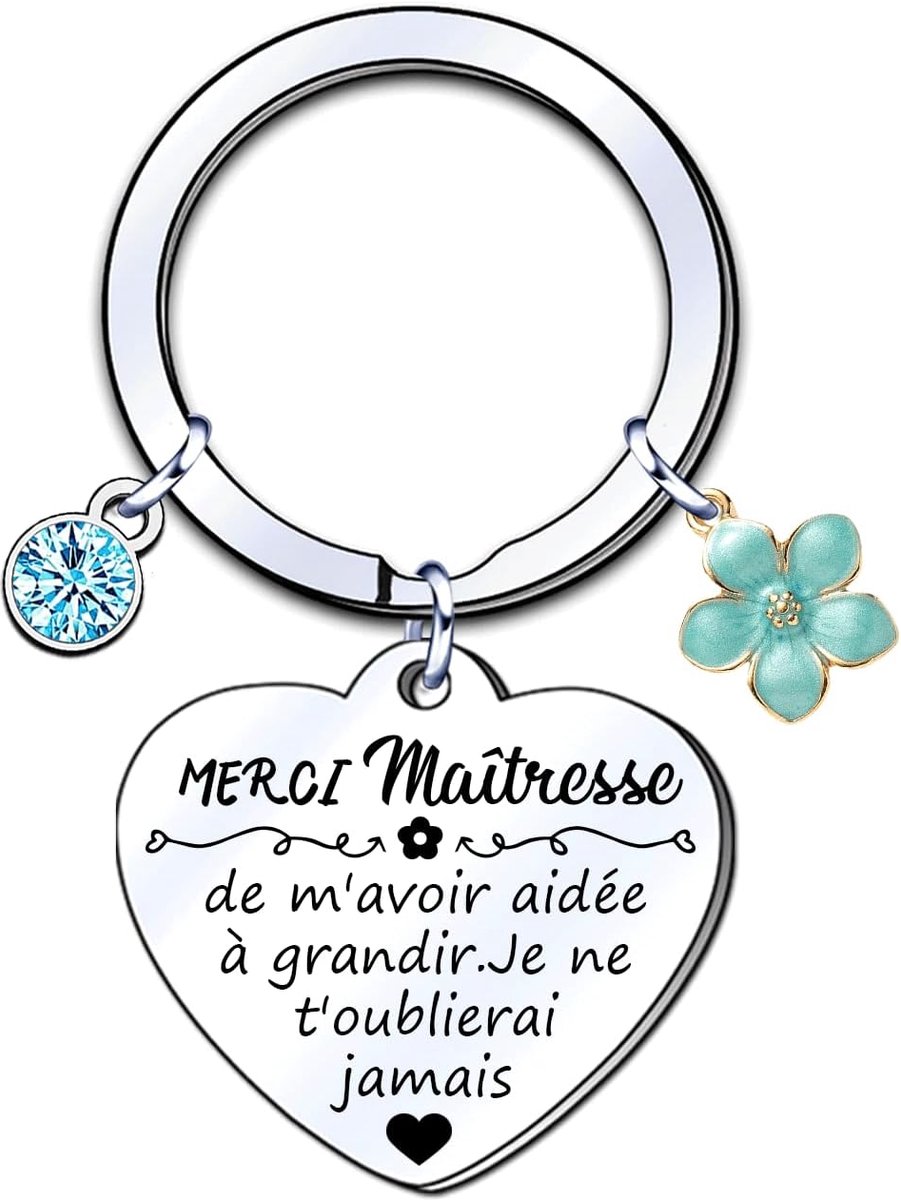 Cadeau voor lerares schoolsleutelhanger, Kerstmis, sleutelhanger, schoolmeester, cadeau voor dames, cadeau voor het einde van het jaar, cadeau voor lerares op school, Zilver, L