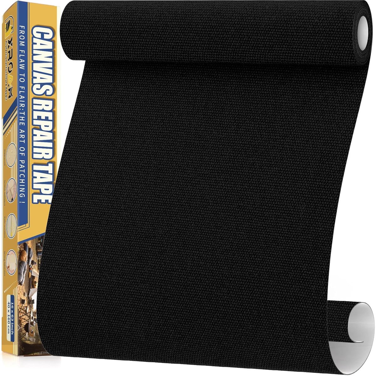 Stof, 40 x 160 cm, waterdichte stoftape, zelfklevende canvas patches voor outdoor-meubels, bootafdekkingen, banken, tenten, loungestoelen, zonwering, zwart
