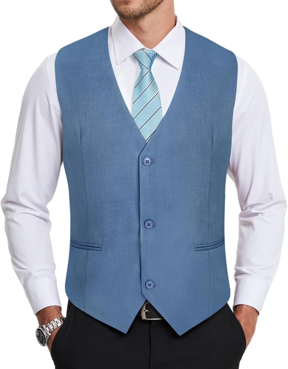 Herenvesten formele klassieke V-hals effen kleur vesten voor mannen bruiloft feest zakelijke katoenen pak vest met zakken XS-4XL