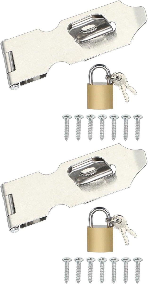 2,5 Inch Deurslot Hasp Latch, 2 Pack 304 Roestvrij Staal Beveiliging Hangslot Deurslot Hasp met Schroeven voor Gate Kasten Schuur Kluisjes, Zilver