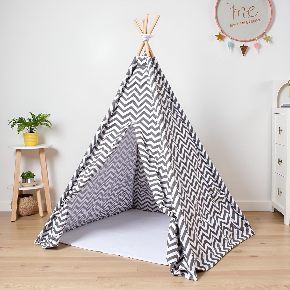 Tent voor kinderen, opvouwbare kindertent, speeltent, tipi kindertent, India wigwam tent, tuin, binnen en buiten, cadeau speelhuis voor kinderen (strepen)
