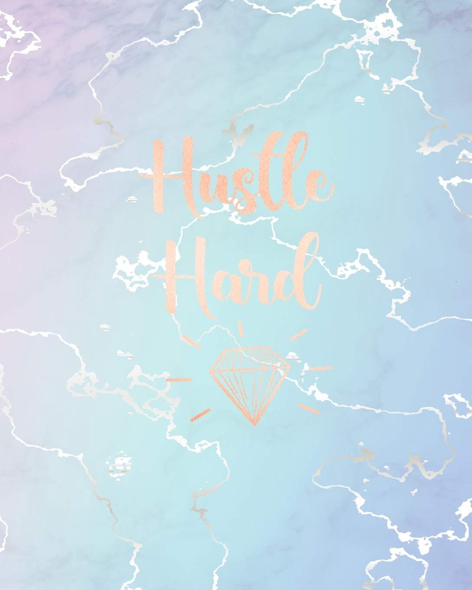 Hard: Inspirational Quote Notebook, Elegant Blue Marble and Rose Gold | 8 x 10, 120 College Ruled Pages