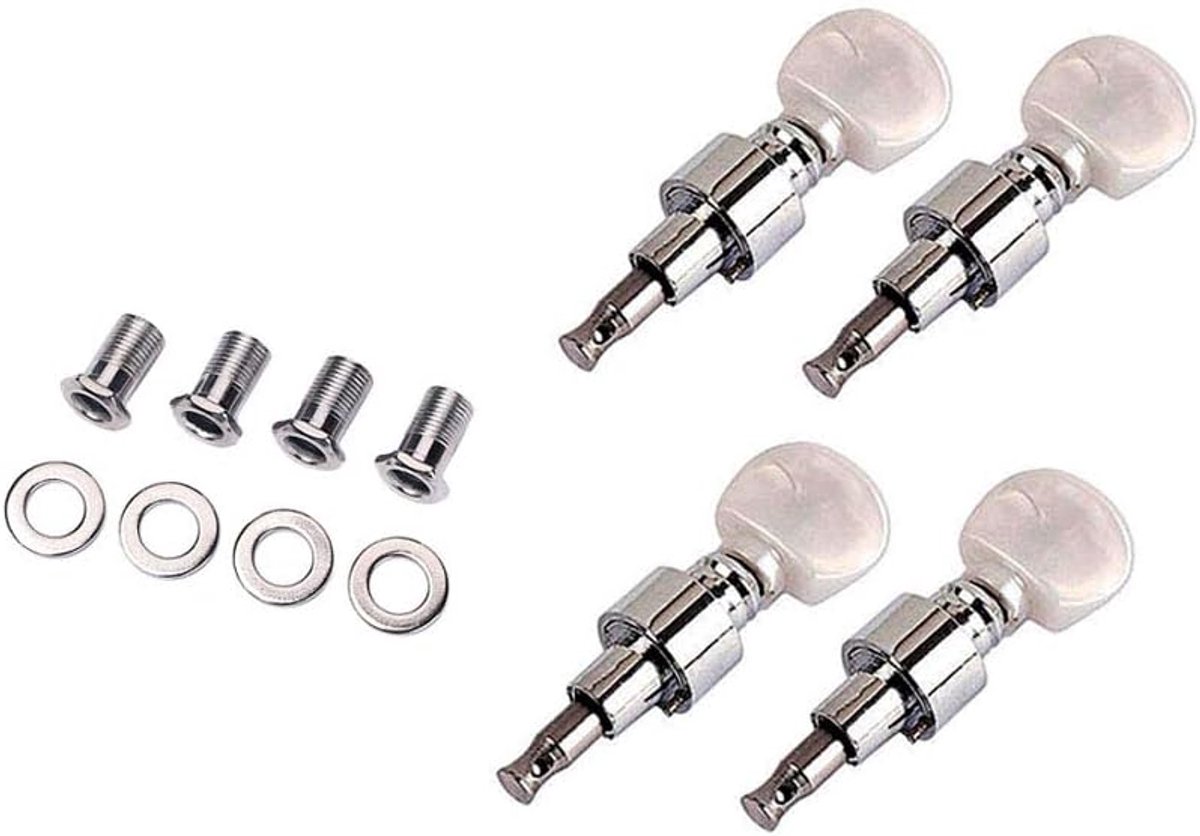 Geared Banjo Pegs Machine Heads met Parelharingen voor 4 String Banjo Chrome