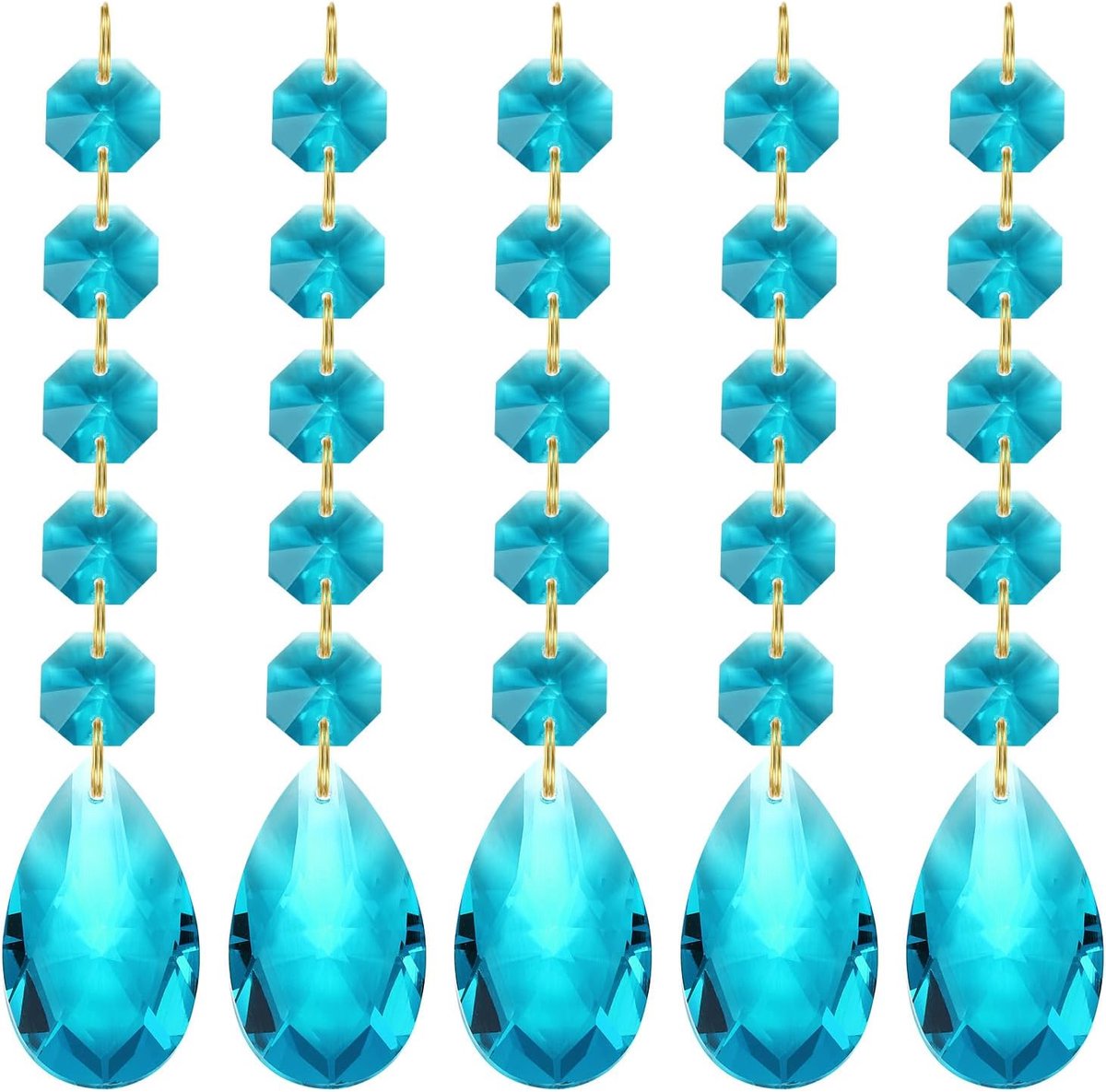 Traanvormige kristallen kroonluchter hangers kralen, 5 stuks 135 mm lengte 38 mm kroonluchter prisma's onderdelen ornamenten hangende kralen voor doe-het-zelf kunst ambachten decoratie,