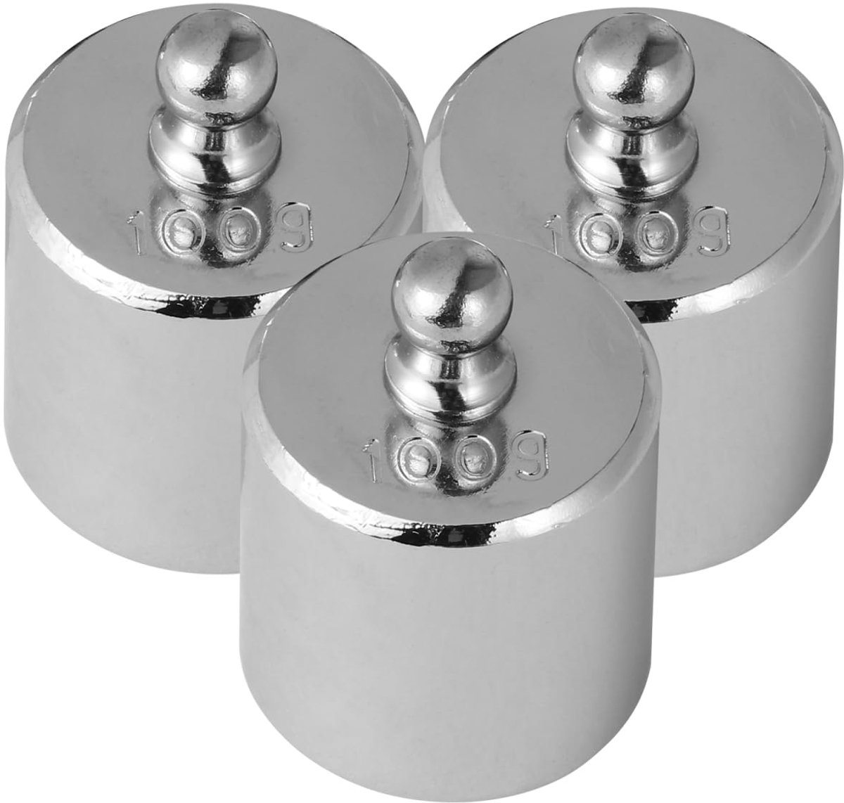 Kalibratiegewicht, 100 g, kalibratie, gramweegweegschaal, gewicht, nauwkeurig afstelgewicht voor digitale weegschaal, 3 stuks, zilver