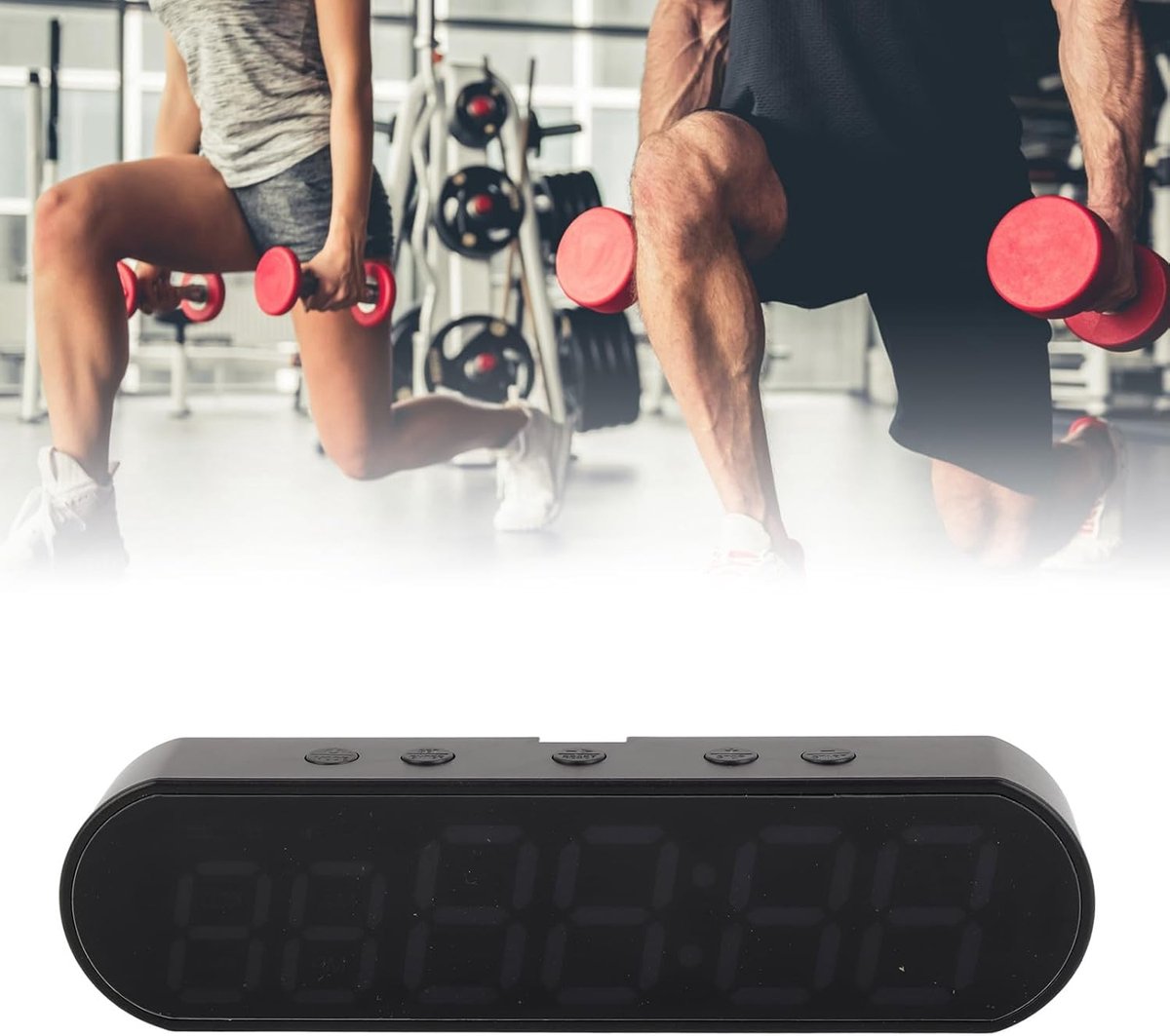 Sportschooltimer, Fitnesstimerklok met Herinneringsfunctie voor Bijna Lege Batterij, 1000mAh Multifunctionele Trainingstimer Intervalklok, LED-trainingstimer voor Thuis,