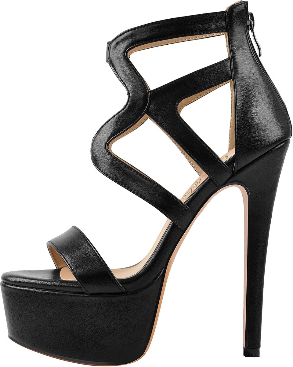 Maker Dames plateausandalen met riempjes, stilettohak, hoge hakken