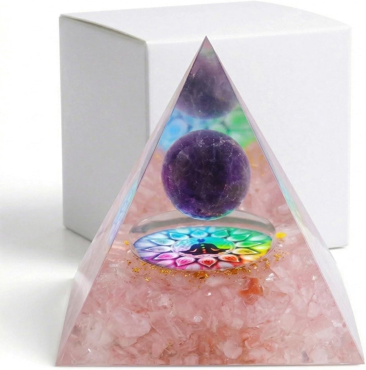 Orgoniet, levensboom, rozenkwarts, helend kristal, energetisch, decoratie voor thuis en originele cadeaus voor dames, met geschenkdoos