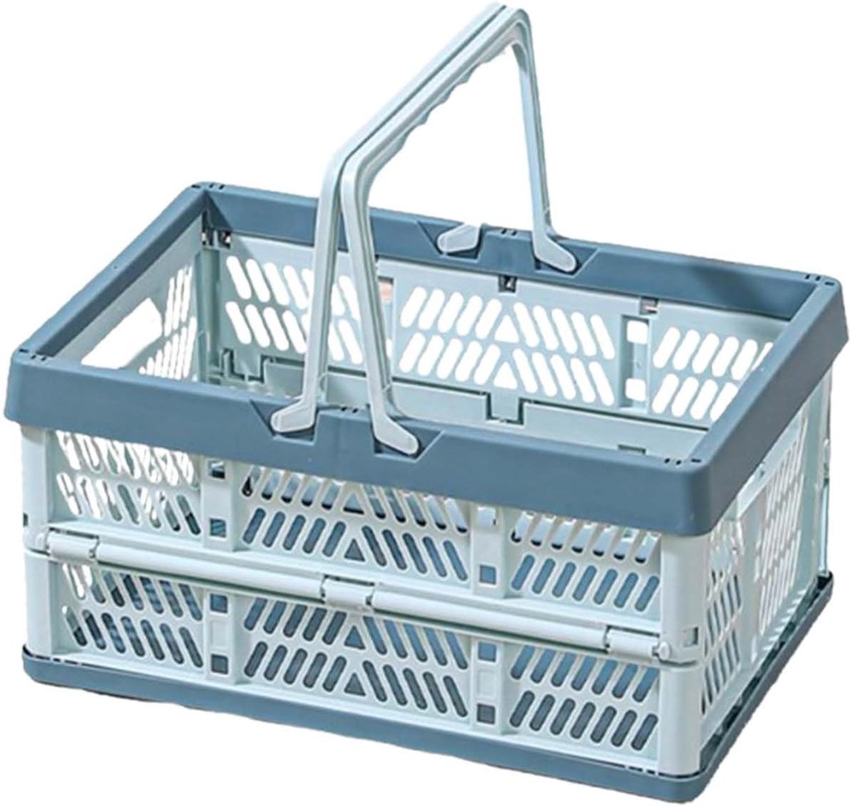 Opvouwbare boodschappenmand, draagbare vouwmand, stapelbaar en ruimtebesparend, geschikt voor keukens, badkamers, kantoren, slaapkamers en kasten (blauw)
