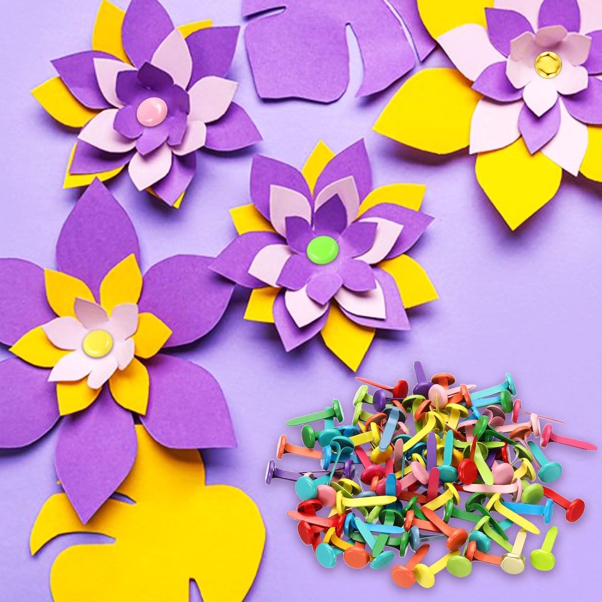 100 stuks papieren messing bevestigingsmiddelen splitpins pastel mini metalen brads ronde kop vergulde sluiting voor ambachtelijke kunst scrapbooking doe-het-zelf benodigdheden, groen, 8 x 15