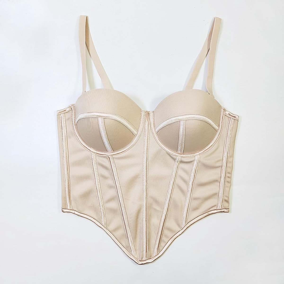 Bustier, beha, lingerie, tanktop, crop top, corsage, slank vest met afneembare riem
