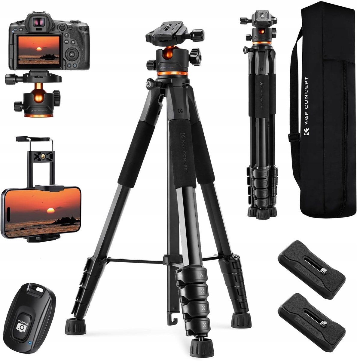 Professioneel Aluminium Statief 190cm met Bluetooth Afstandsbediening en Balhoofd