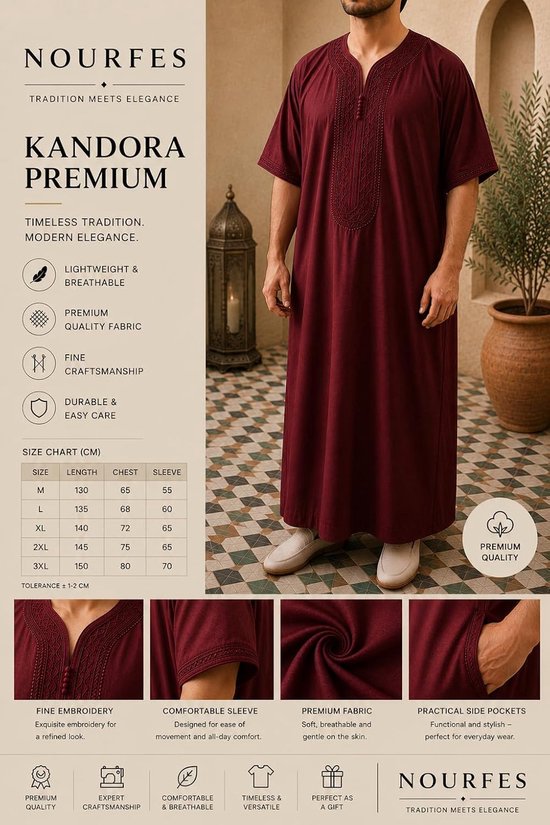 Kaftan Etnische Robe Moslim Arabische Islamitische Kleding Marokkaanse Jelaba Ramadan — afbeelding 2