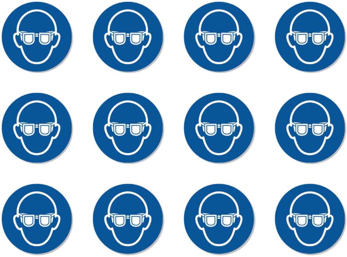 Gebruiken: M004 - DIN EN ISO 7010 / ASR A1.3 - stickers: Ø 2,5 cm, 12 stuks