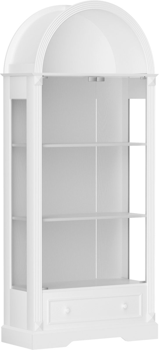 COVREO Vitrinekast 80x35x180 cm wit MDF, gehard glas met LED en lade
