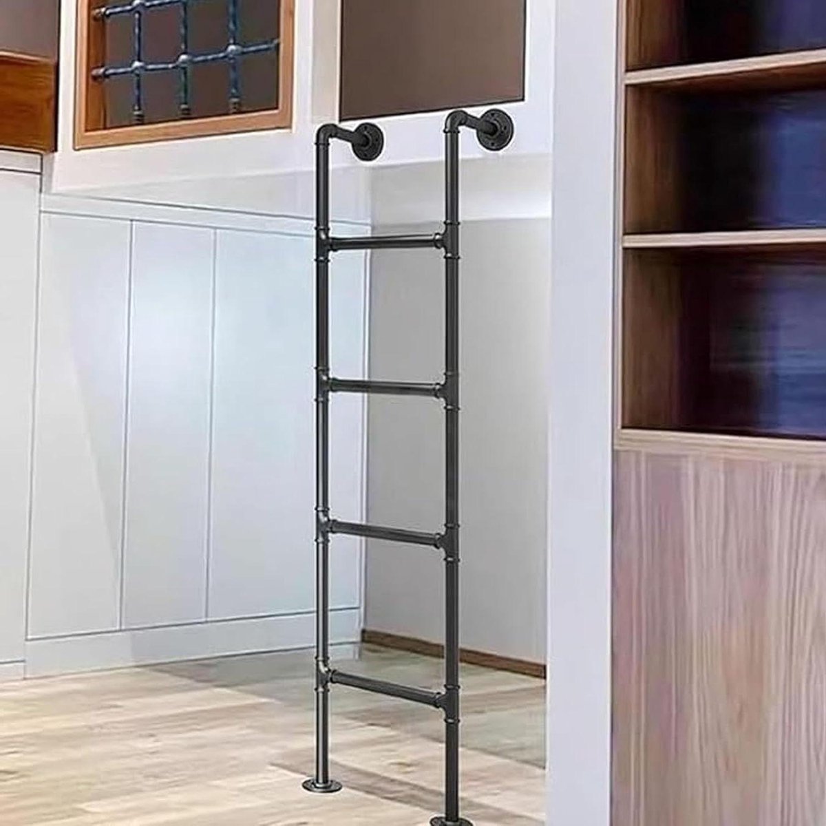 Stapelbed Ladder - Hoogslaper Trap - Veilig Klimmen - Versterkt Smeedijzer - Aanpasbare Lengte - Zwart