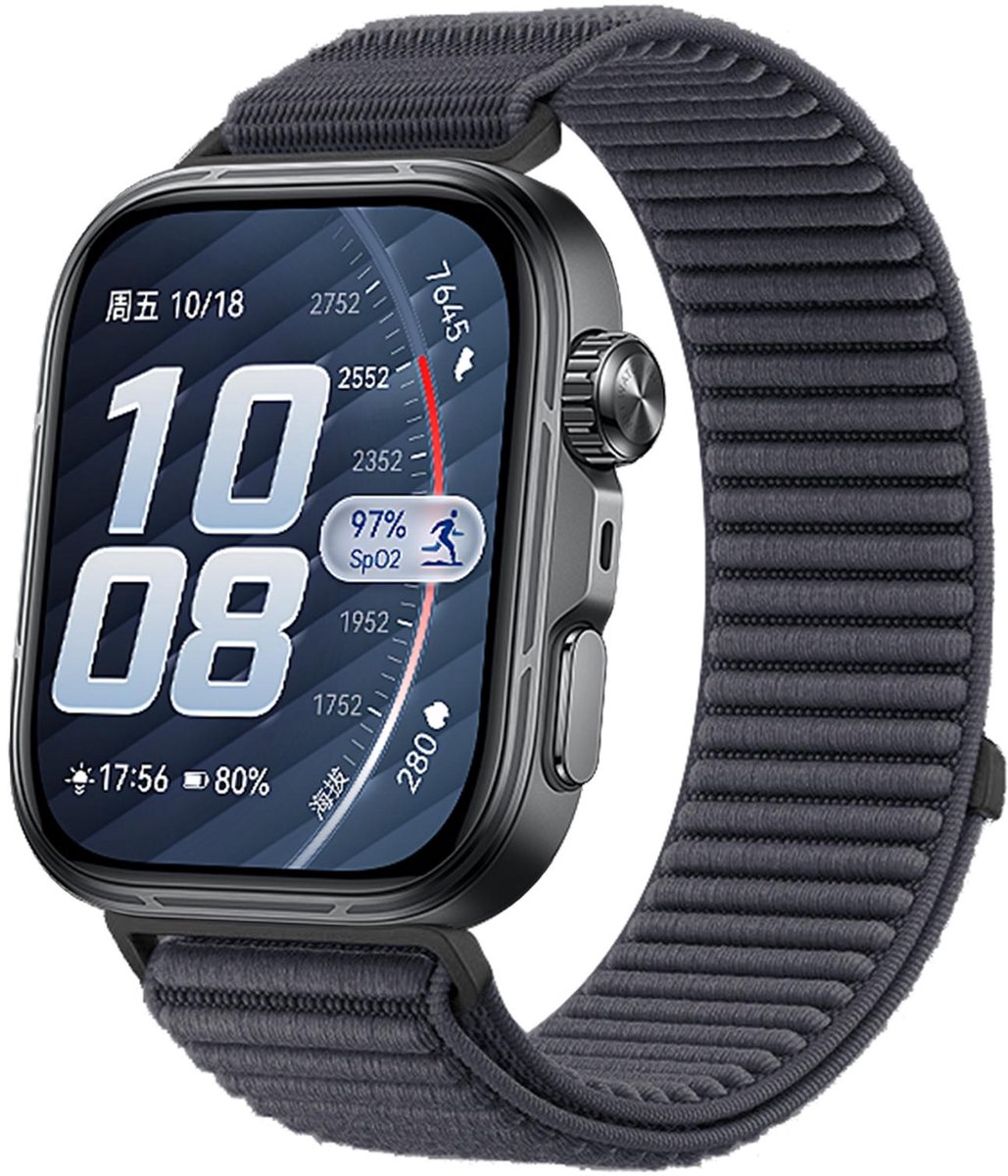 By Qubix - Nylon ribbelbandje - Donkergrijs - geschikt voor Huawei Watch Fit 5 / 4 / 3