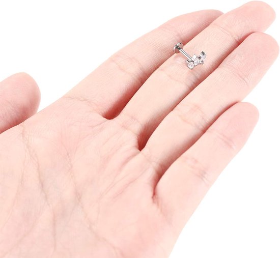 Hengkaixuan 16G Flact Back Oorbellen Labret Studs Kraakbeen Studs Tragus Oorbellen G23 Titanium Labret Piercing Sieraden Lip Studs Conch Studs Monroe Helix Oorbellen Vrouwen Meisjes — afbeelding 4