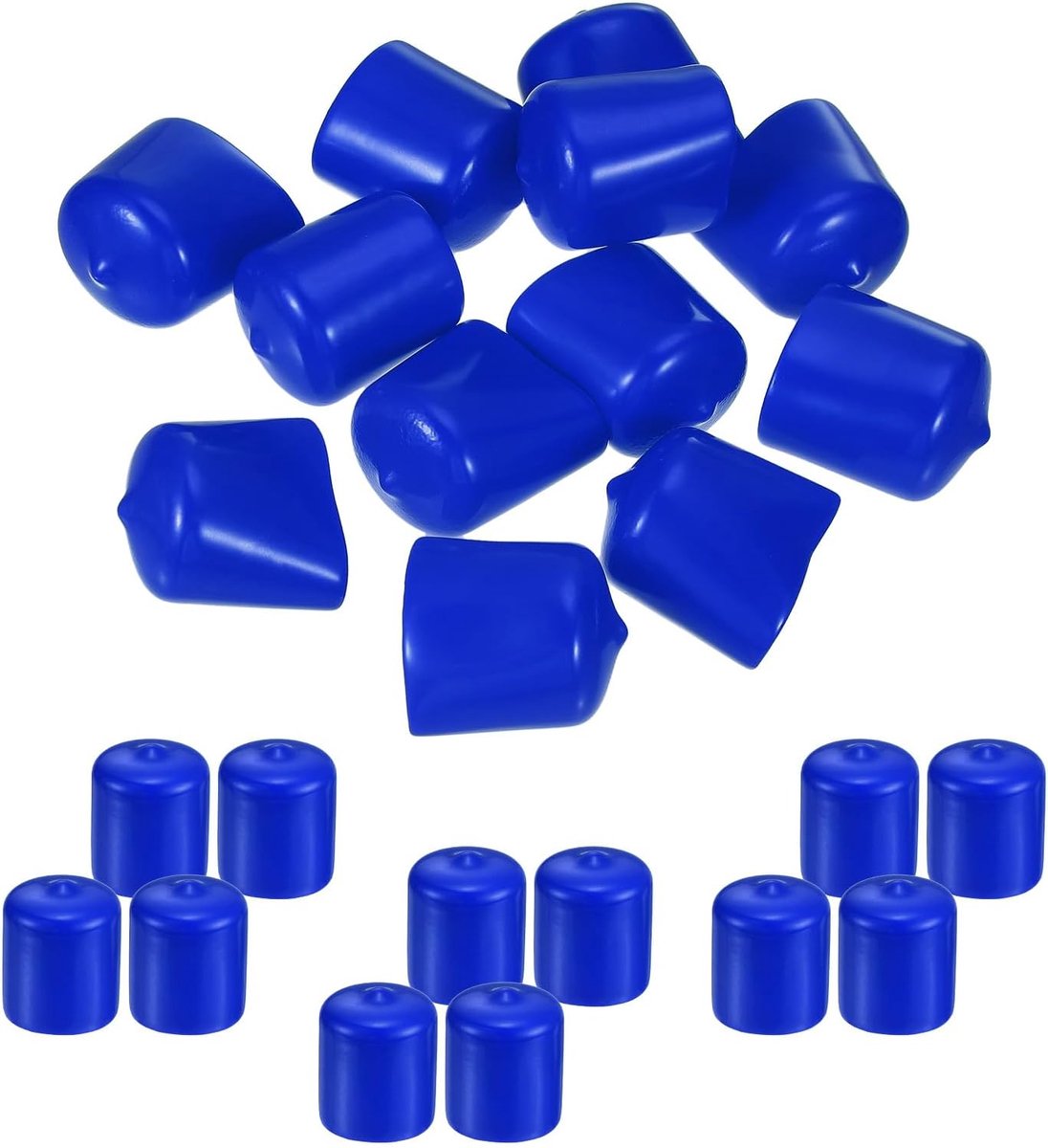 Ronde rubberen eindkappen 27 mm ID, 25 stuks rubberen boutafdekkappen vinyl rubber flexibele schroefdraadbeschermers voor metalen buisstangbouten, blauw