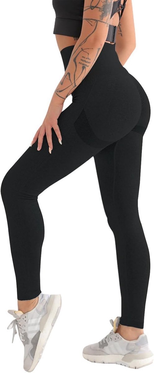 Sportlegging voor dames met hoge taille, elastische push-up-legging zonder naden, sportkleding voor yoga, fitness, pilates, training