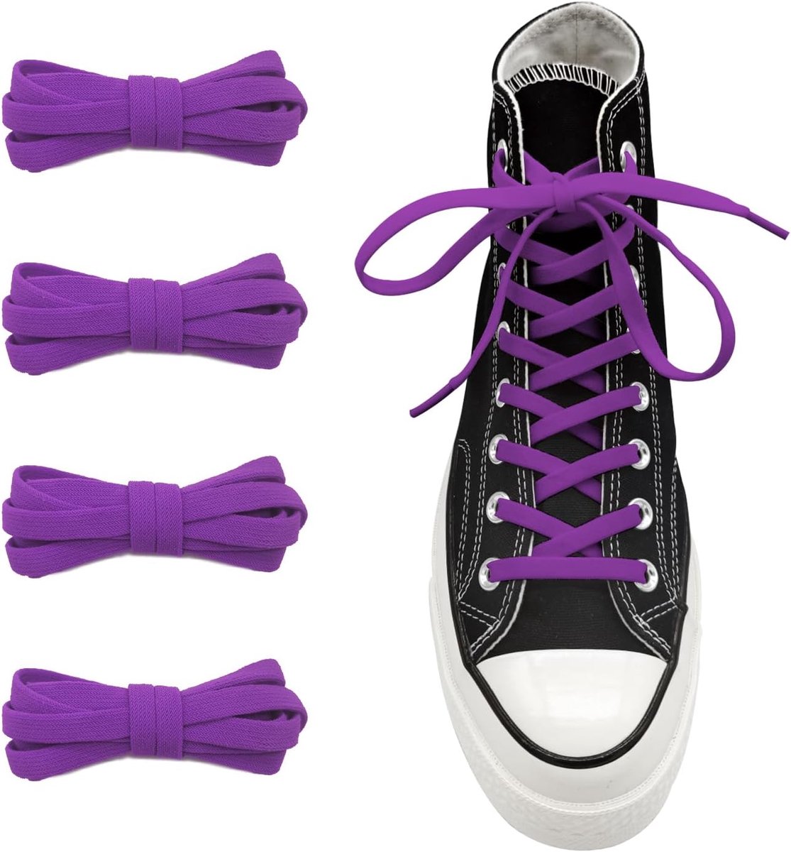 Schoenveters voor Converse High Tops, Lange Rekbare Platte Vervangveters