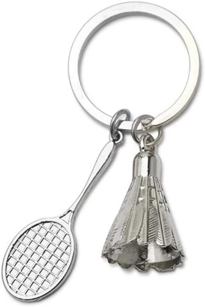 Sleutelhanger Roestvrij Staal Badminton Hanger Autosleutelhanger Sleutelhanger Sleutelhanger Verjaardagscadeaus Valentijnsdag Gift, zilver, Eén maat