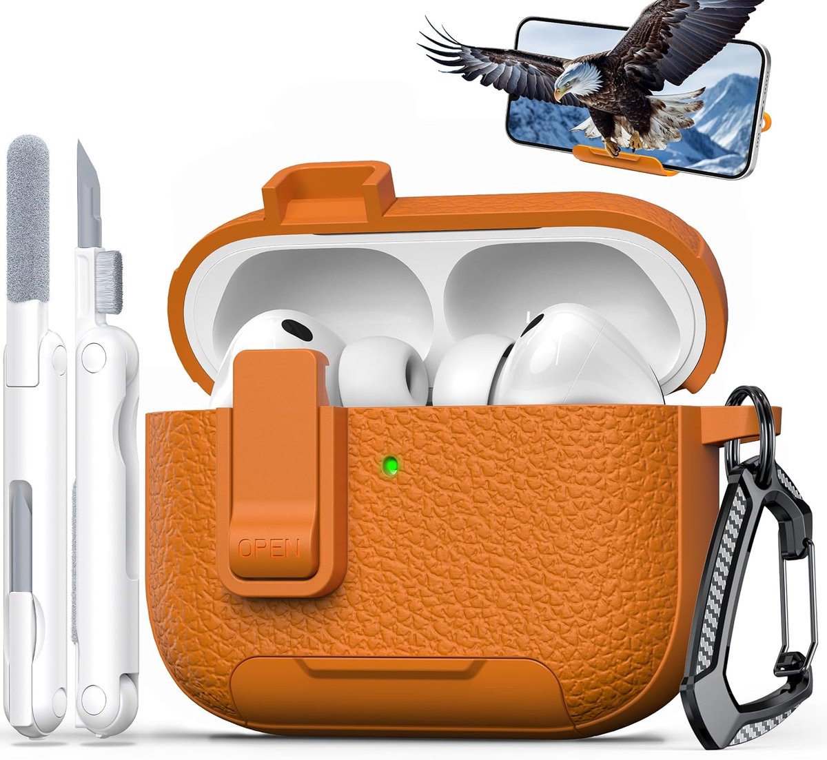 Pro 3 hoesje, stijlvol leer, sleutelhanger en telefoonhouder. Compatibel met Pro 3 hoesjes. Schokbestendig en krasbestendig,Oranje
