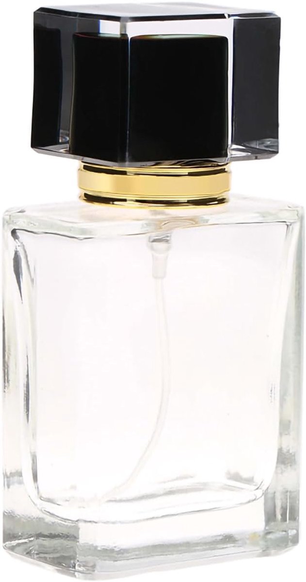 Veiyi Parfumfles, leeg, 50 ml, parfumfles, navulbare parfumfles, metalen spraypomp, draagbare parfumverstuiver, zwart